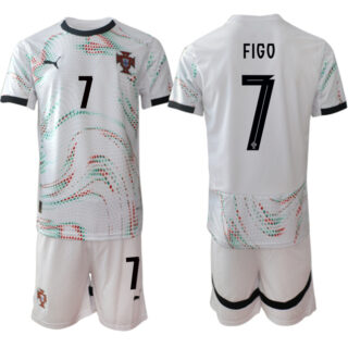 Men's Portugal Team #7 Luis Figo 2025 White Away Soccer Jersey Suit