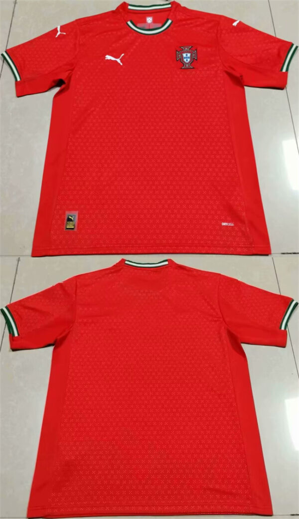 Men's Portugal Team Blank 2025 Red Home Soccer Jersey 2