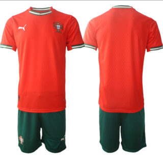 Men's Portugal Team Blank 2025 Red Home Soccer Jersey Suit 1