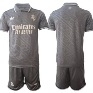 Men's Real Madrid Custom 24 25 Grey Third Soccer Jersey Suit