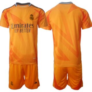 Men's Real Madrid Custom 24 25 Orange Away Soccer Jersey Suit
