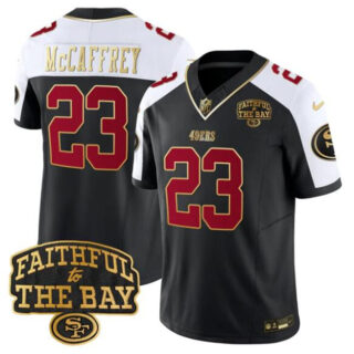 Men's San Francisco 49ers #23 Christian McCaffrey Black Alternate 2025 F.U.S.E. Faithful To The Bay Patch Limited V8 Stitched Football Jersey