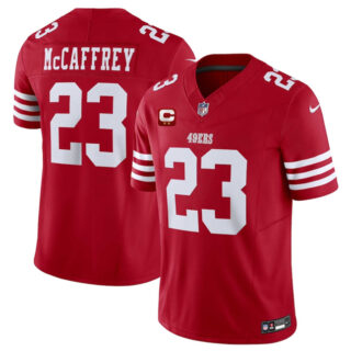 Men's San Francisco 49ers #23 Christian McCaffrey Red 2025 F.U.S.E. With 2-Star C Patch Vapor Untouchable Limited Stitched Football Jersey
