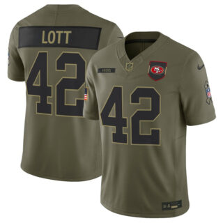 Men's San Francisco 49ers #42 Ronnie Lott Olive 2025 F.U.S.E. Salute to Service ebjerseys.com Limited Stitched Football Jersey
