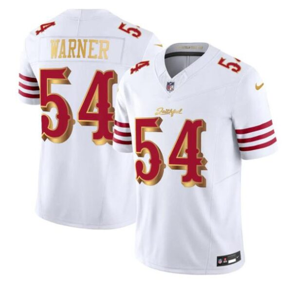 Men's San Francisco 49ers #54 Fred Warner White Gold 2025 F.U.S.E. ??Rivalries?? Vapor Limited Stitched Football Jersey