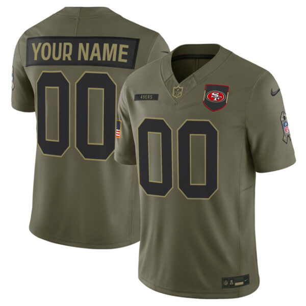 Men's San Francisco 49ers Active Player Custom Olive 2025 F.U.S.E. Salute to Service Limited Stitched Football Jersey