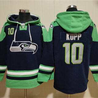 Men's Seattle Seahawks #10 Cooper Kupp Navy Green Ageless Must-Have Lace-Up Pullover Hoodie
