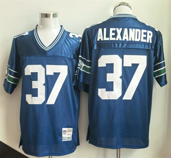 Men's Seattle Seahawks #37 KShaun Alexander Royal Throwback Stitched Football Jersey