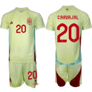 Men's Spain Team #20 Dani Carvajal 2024-25 Yellow Away Soccer Jersey Suit