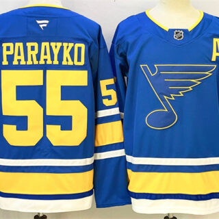 Men's St. Louis Blues #55 Colton Parayko Blue 2025 With A Patch Stitched Hockey vJersey com