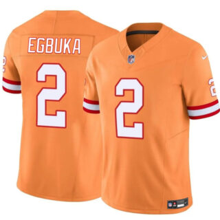 Men's Tampa Bay Buccaneers #2 Emeka Egbuka Orange 2025 Draft F.U.S.E. Throwback Limited Stitched Jersey