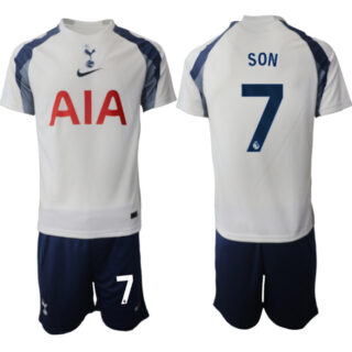 Men's Tottenham Hotspur #7 Son Heung-min 2025 26 White Home Soccer Jersey Suit