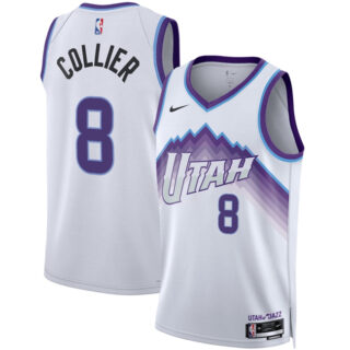 Men's Utah Jazz #8 Isaiah Collier White 2025 Association Edition Stitched Basketball Jersey