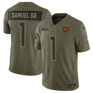 Men's Washington Commanders #1 Deebo Samuel Sr. Olive 2025 F.U.S.E. Salute to Service Limited Stitched Football Jersey