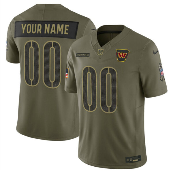 Men's Washington Commanders Active Player Custom Olive 2025 F.U.S.E. Salute to Service Limited Stitched Football Jersey