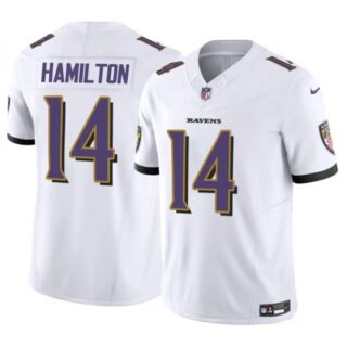 Men's Baltimore Ravens #14 Kyle Hamilton White 2025 F.U.S.E. Vapor Limited Football Jersey
