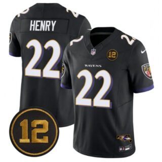 Men's Baltimore Ravens #22 Derrick Henry Black 2025 F.U.S.E Jacoby Jones Vapor Limited Football Jersey