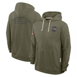 Men's Baltimore Ravens Olive 2025 Salute to Service Pullover Hoodie