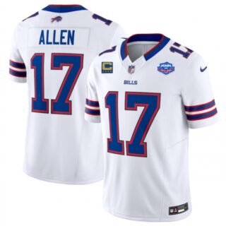 Men's Buffalo Bills #17 Josh Allen White 2025 F.U.S.E. With Farewell And 4-Star C Vapor Untouchable Limited Football Stitched Jersey