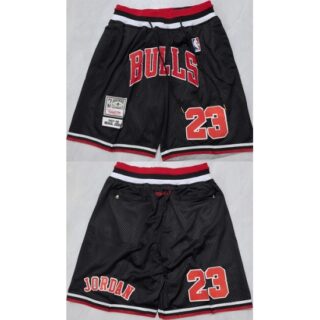 Men's Chicago Bulls #23 Michael Jordan Black Shorts (Run Small)