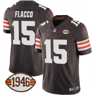Men's Cleveland Browns #15 Joe Flacco Brown 2025 F.U.S.E. With 1946 75th Anniversary Vapor Limited Football Stitched Jersey