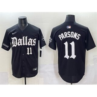 Men's Dallas Cowboys #11 Micah Parsons Black 'Gothic Lone Star Edition' Limited Stitched Baseball Jersey