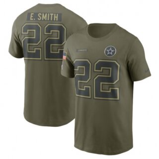 Men's Dallas Cowboys #22 Emmitt Smith Olive 2025 Salute to Service Name & Number T-Shirt