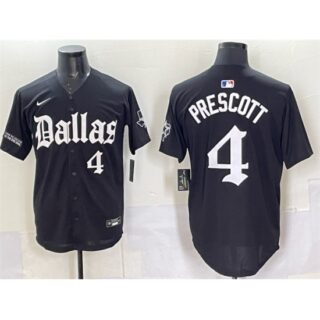 Men's Dallas Cowboys #4 Dak Prescott Black 'Gothic Lone Star Edition' Limited Stitched Baseball Jersey