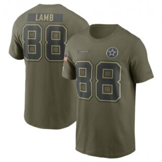 Men's Dallas Cowboys #88 CeeDee Lamb Olive 2025 Salute to Service Name & Number T-Shirt