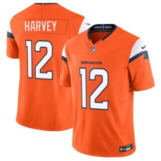 Men's Denver Broncos #12 RJ Harvey Orange 2025 F.U.S.E. Vapor Limited Football Stitched Jersey