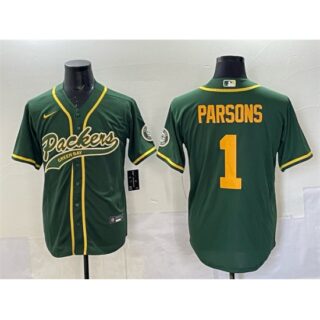 Men's Green Bay Packers #1 Micah Parsons Green Cool Base Stitched Baseball Jersey