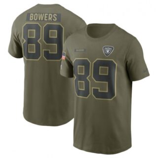 Men's Las Vegas Raiders #89 Brock Bowers Olive 2025 Salute to Service Name & Number T-Shirt