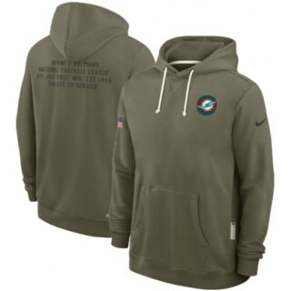 Men's Miami Dolphins Olive 2025 Salute to Service Pullover Hoodie