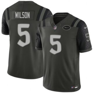 Men's New York Jets #5 Garrett Wilson Black 2025 F.U.S.E. Rivalry Series Vapor Limited Football Stitched Jersey