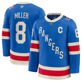 Men's New York Rangers #8 JT Miller Blue Centennial With C Stitched Hockey Jersey