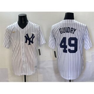 Men's New York Yankees #49 Ron Guidry White Cool Base Stitched Baseball Jersey