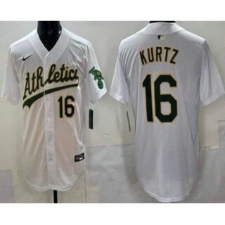 Men's Oakland Athletics #16 Nick Kurtz White Limited Jersey