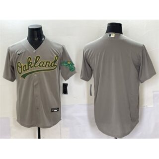 Men's Oakland Athletics Blank Grey Cool Base Stitched Baseball Jersey