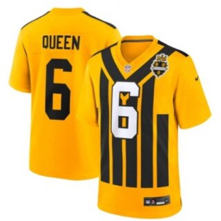 Men's Pittsburgh Steelers #6 Patrick Queen Gold 1933 Throwback Alternate Stitched Football Jersey