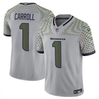 Men's Seattle Seahawks #1 Pete Carroll Gray 2025 F.U.S.E. Rivalry Series Vapor Untouchable Limited Football Stitched Jersey