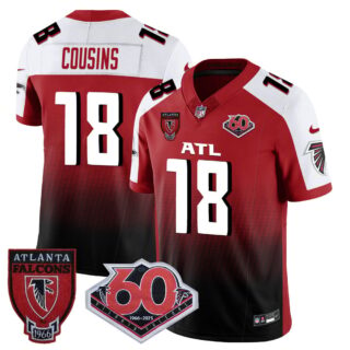 Men's Atlanta Falcons #18 Kirk Cousins 60th Season Vapor Limited Red Alternate Jerseys