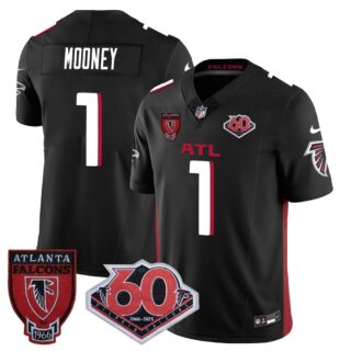Men's Atlanta Falcons #1 Darnell Mooney 60th Season Vapor Limited Black Jerseys