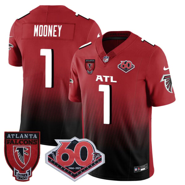 Men's Atlanta Falcons #1 Darnell Mooney 60th Season Vapor Limited Red Jerseys