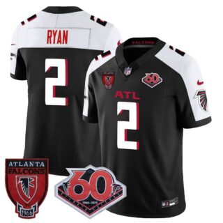 Men's Atlanta Falcons #2 Matt Ryan 60th Season Vapor Limited Black Alternate Jerseys