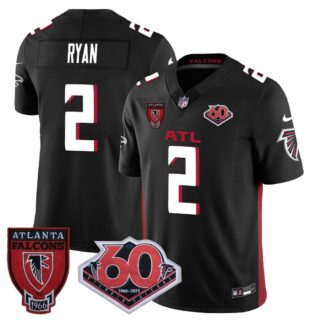 Men's Atlanta Falcons #2 Matt Ryan 60th Season Vapor Limited Black Jerseys