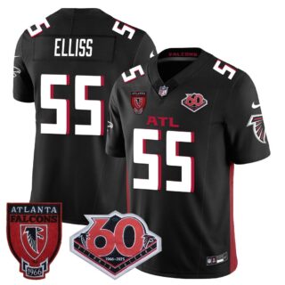 Men's Atlanta Falcons #55 Kaden Elliss 60th Season Vapor Limited Black Jerseys