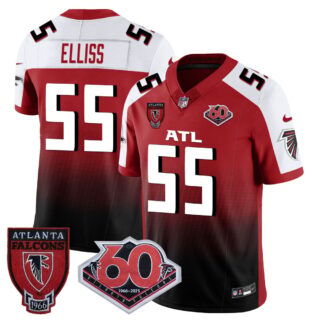 Men's Atlanta Falcons #55 Kaden Elliss 60th Season Vapor Limited Red Alternate Jerseys