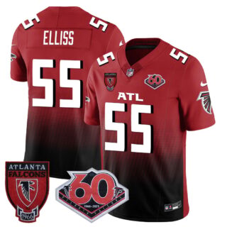 Men's Atlanta Falcons #55 Kaden Elliss 60th Season Vapor Limited Red Jerseys