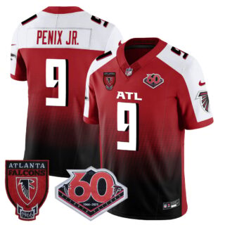 Men's Atlanta Falcons #9 Michael Penix Jr 60th Season Vapor Limited Red Alternate Jerseys