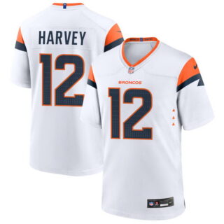 Men's Denver Broncos #12 RJ Harvey Game Jersey - White
